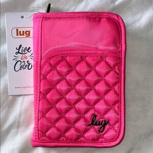 Lug Pink Quilted Lug Pilot Passport Wallet in a vibrant pink magenta New